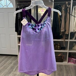 Purple and Black Mesh Swim Top